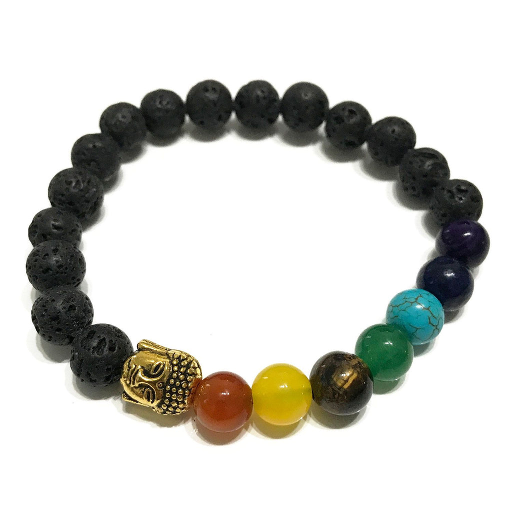 Pulseira Pedra Lava - Buda - Chakra