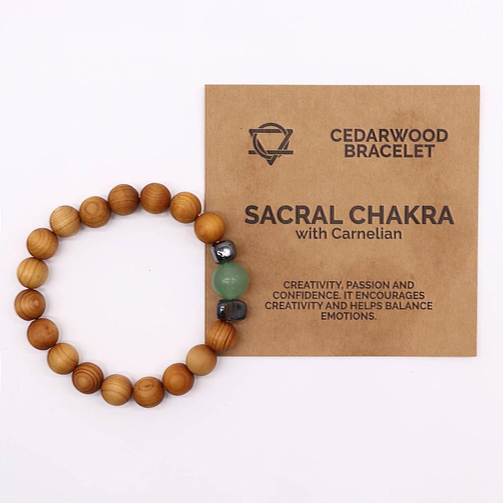 Pulseira Cedro - Chakra Sacral - Aventurina Verde