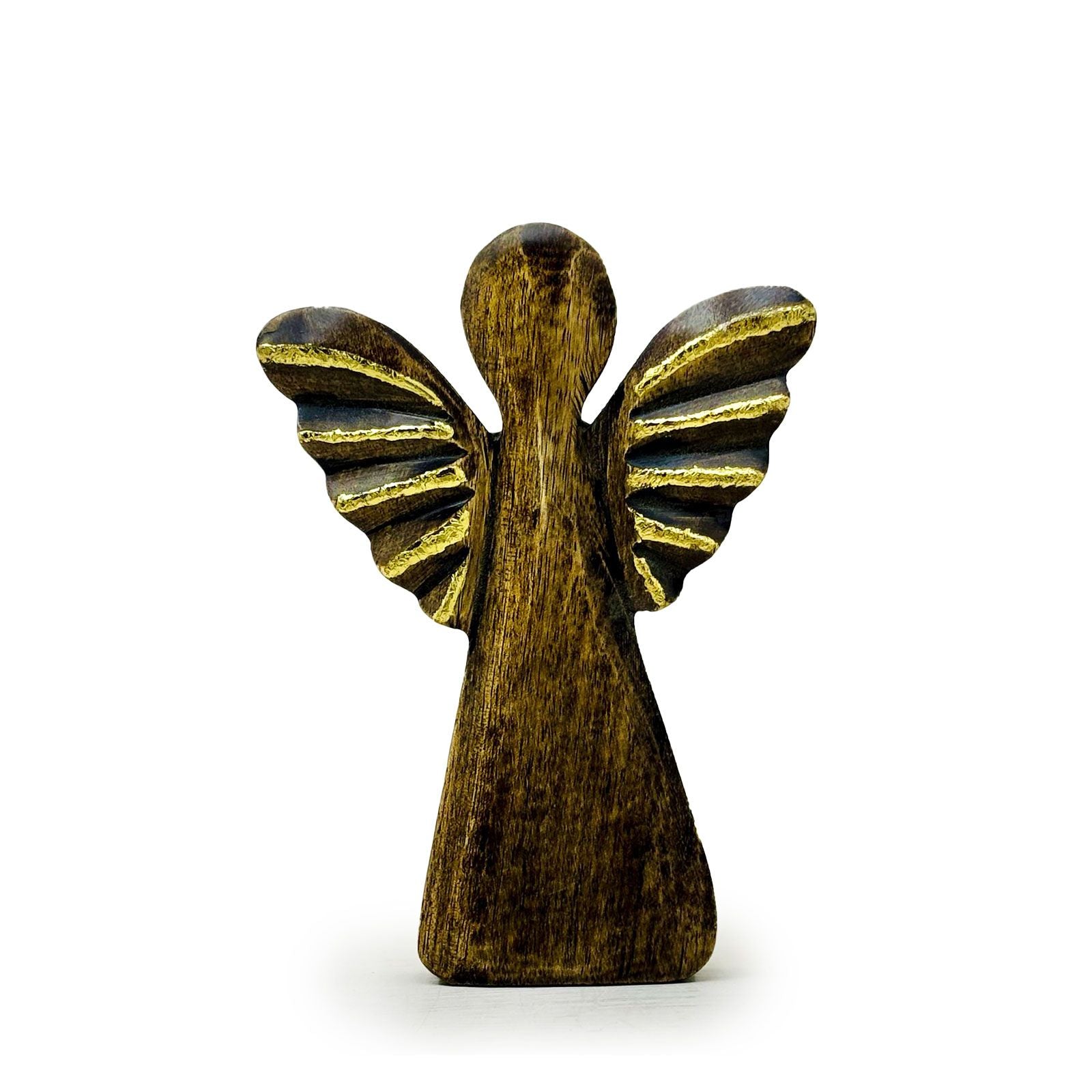 Ángel de madera de mango mediano - decoración dorada