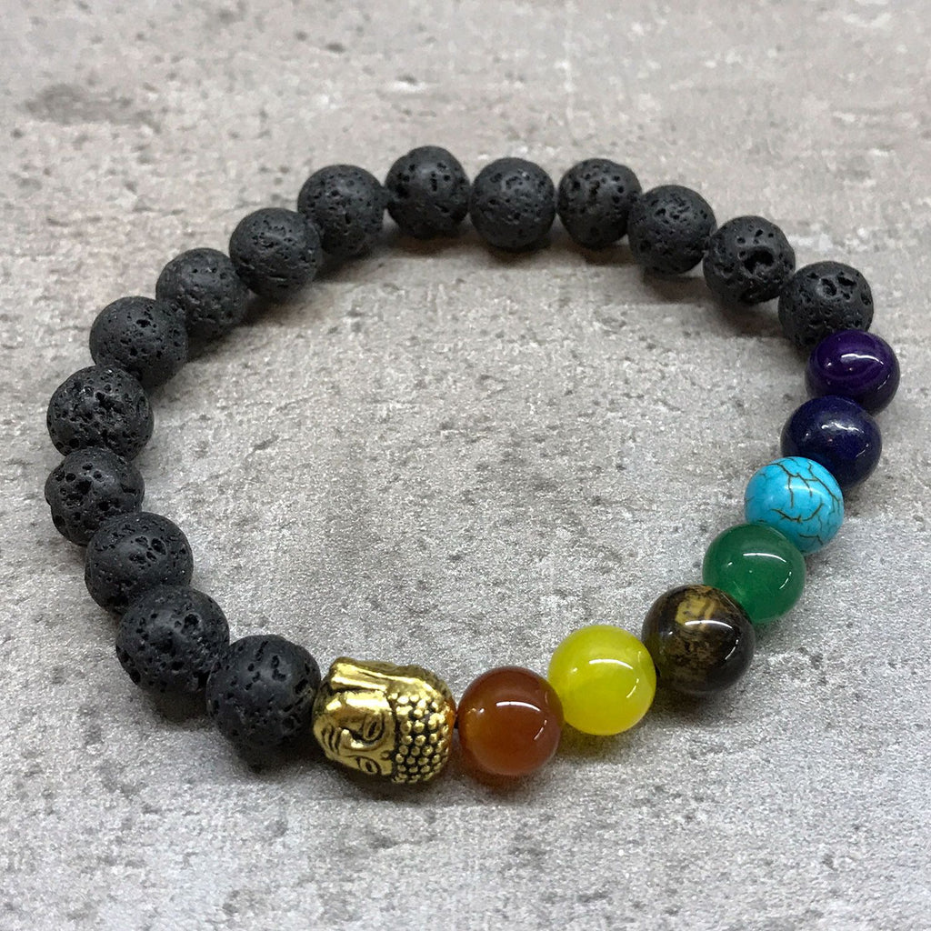 Pulseira Pedra Lava - Buda - Chakra