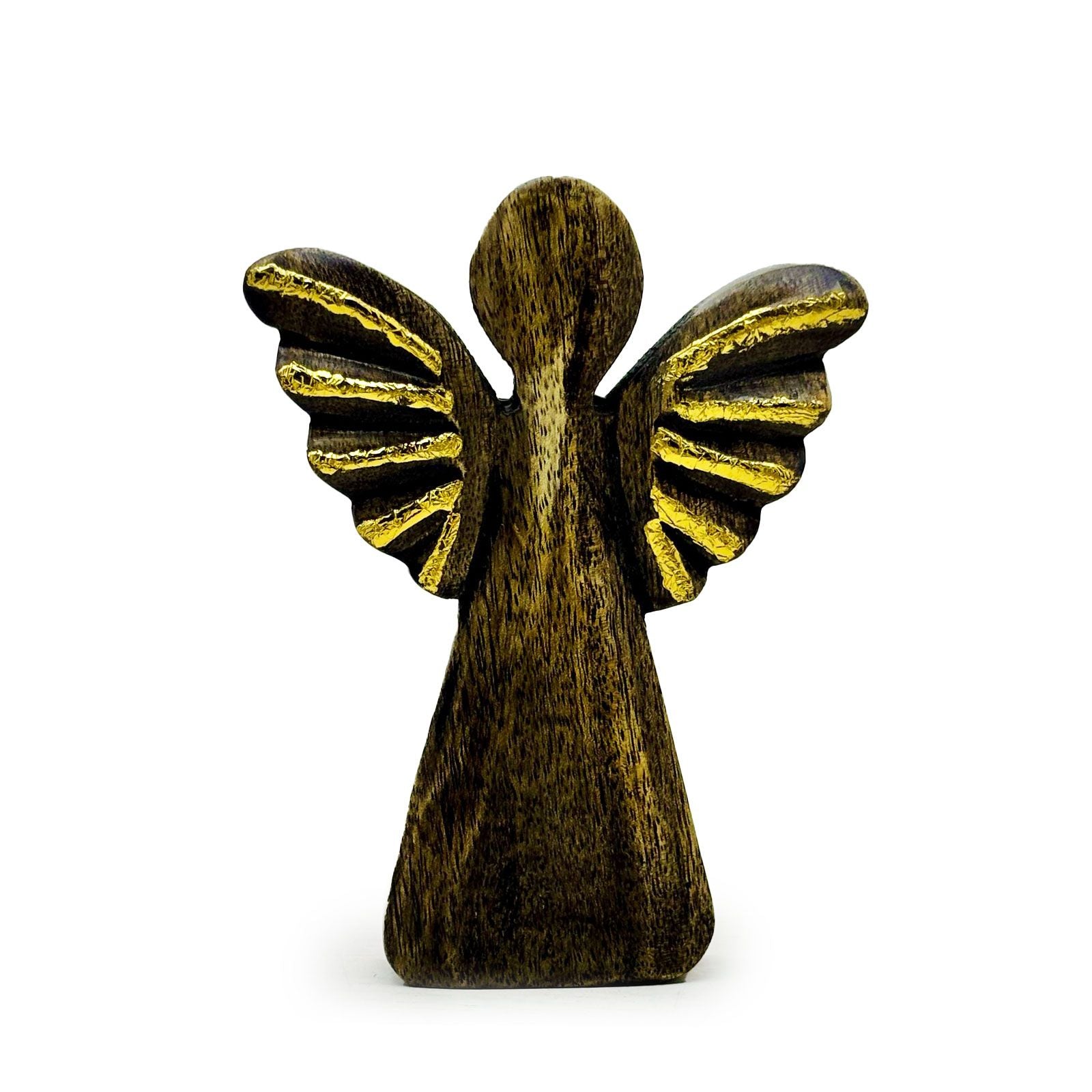 Ángel grande de madera de mango - decoración dorada