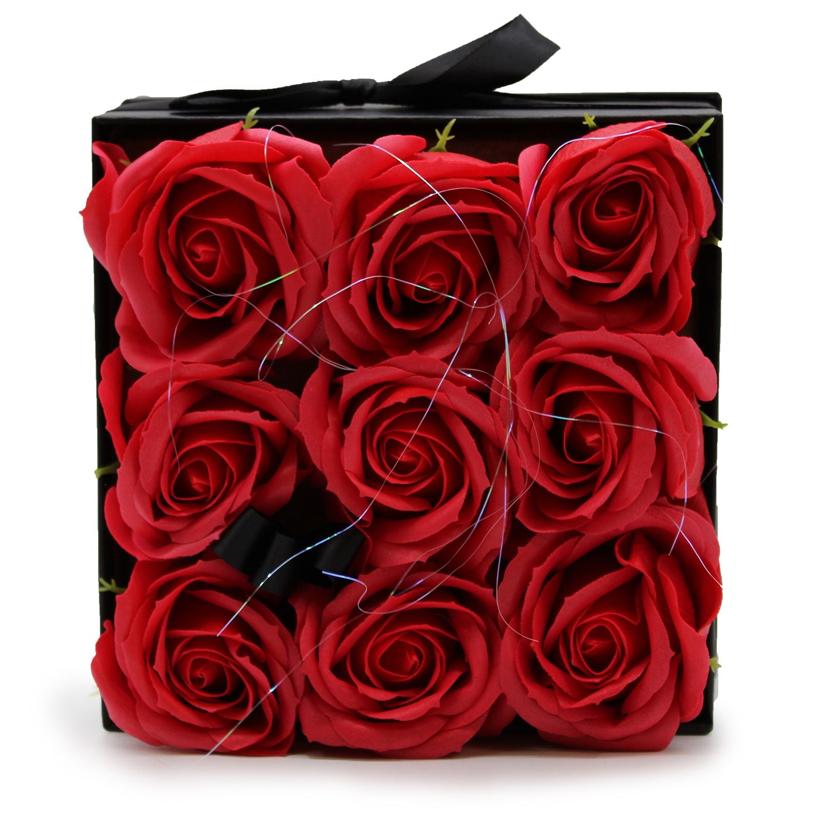Caja de Regalo - Flor de Jabón  9 Rosas rojo - cuadrado