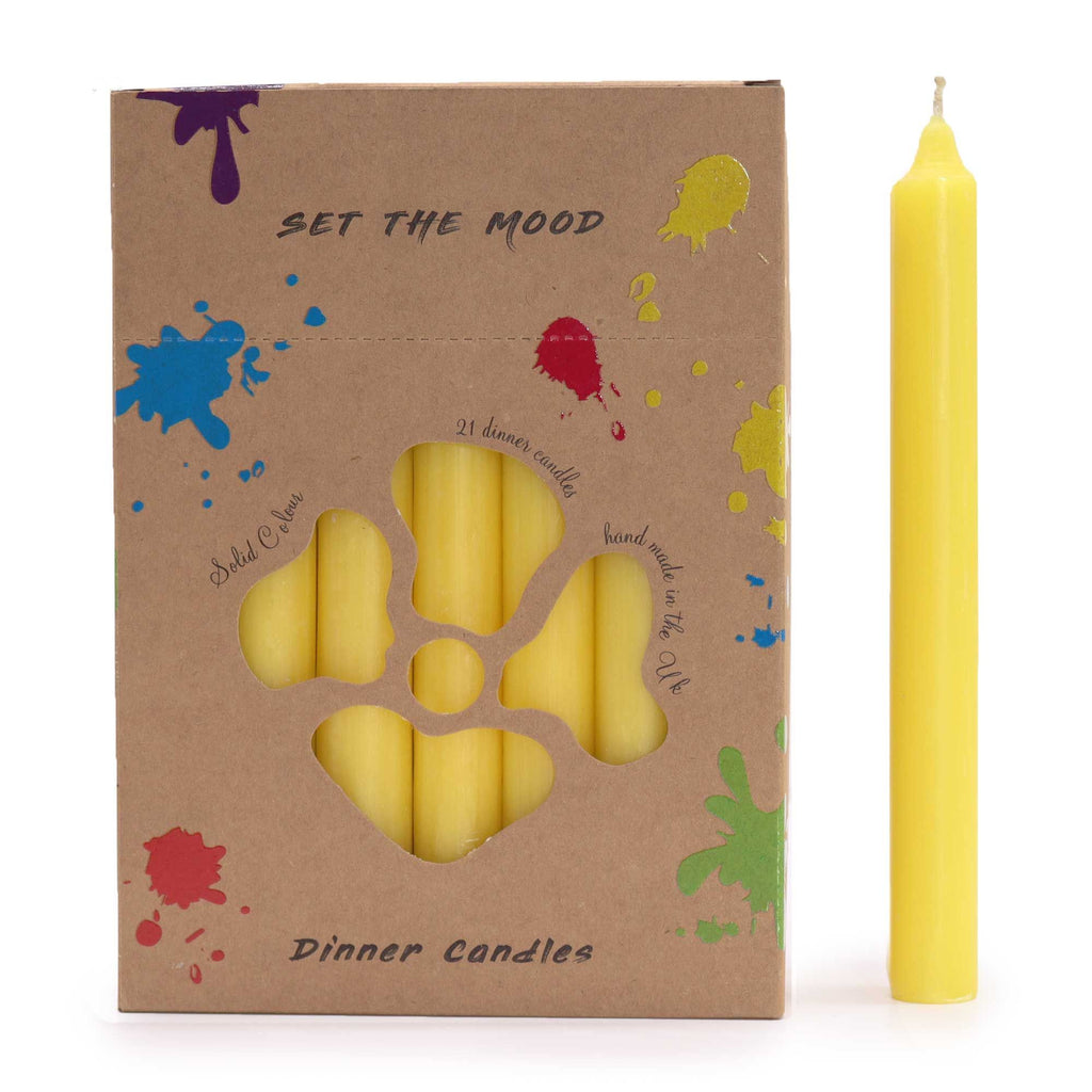 Conjunto de velas de mesa de cor sólida - Embalagem de 21 - Limão rústico