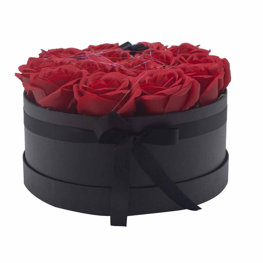 Caixa de Oferta - Flor de Sabão 14 Rosas Vermelhas - Redonda