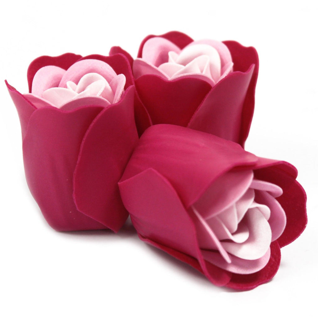 Conjunto de 3 caixas de coração com flores de sabão - rosas cor-de-rosa