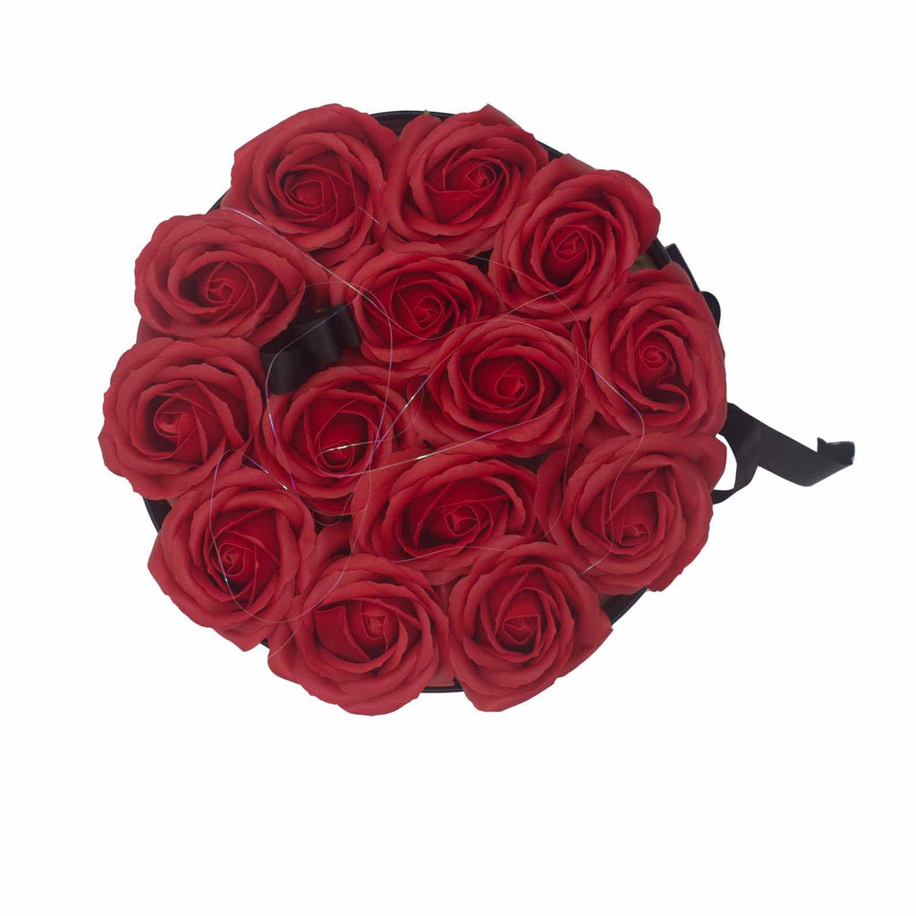 Caixa de Oferta - Flor de Sabão 14 Rosas Vermelhas - Redonda