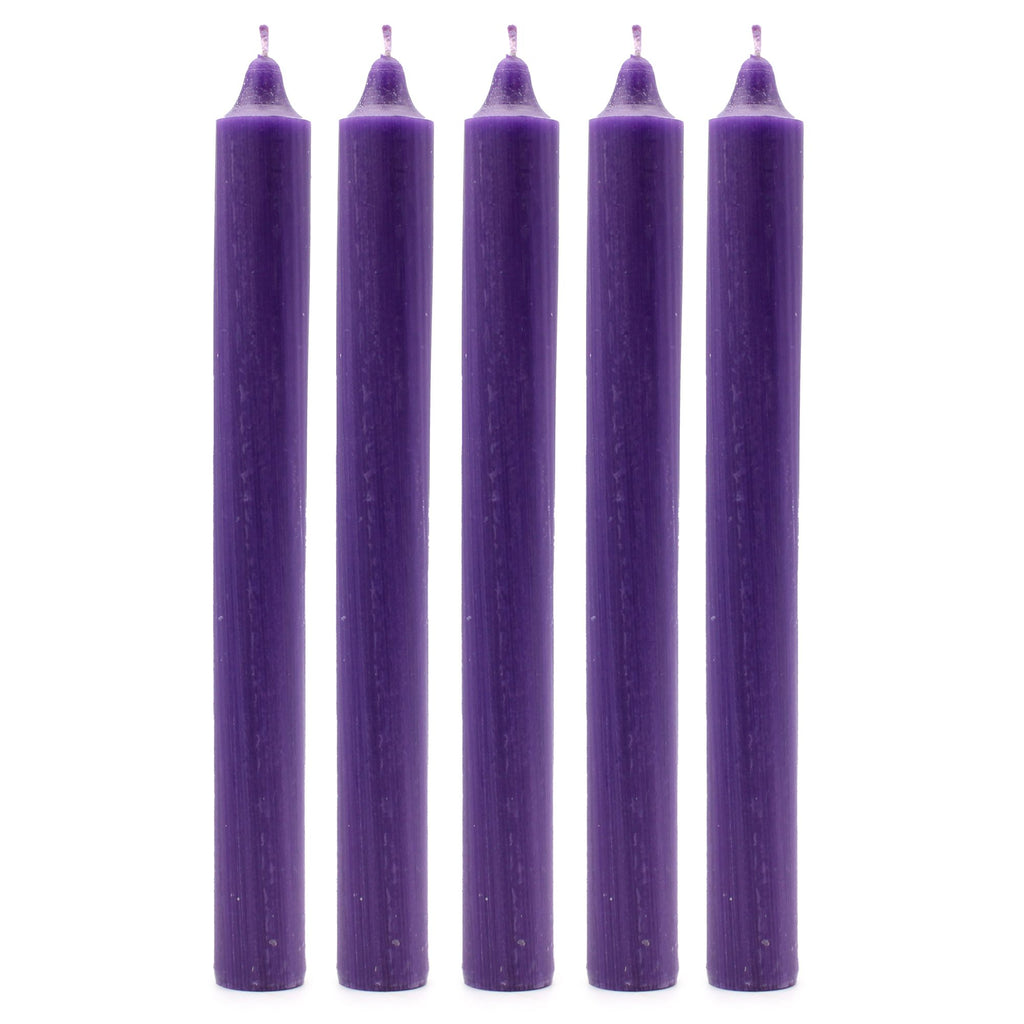 Conjunto de velas de mesa de cor sólida - Embalagem de 21 - Violeta rústico