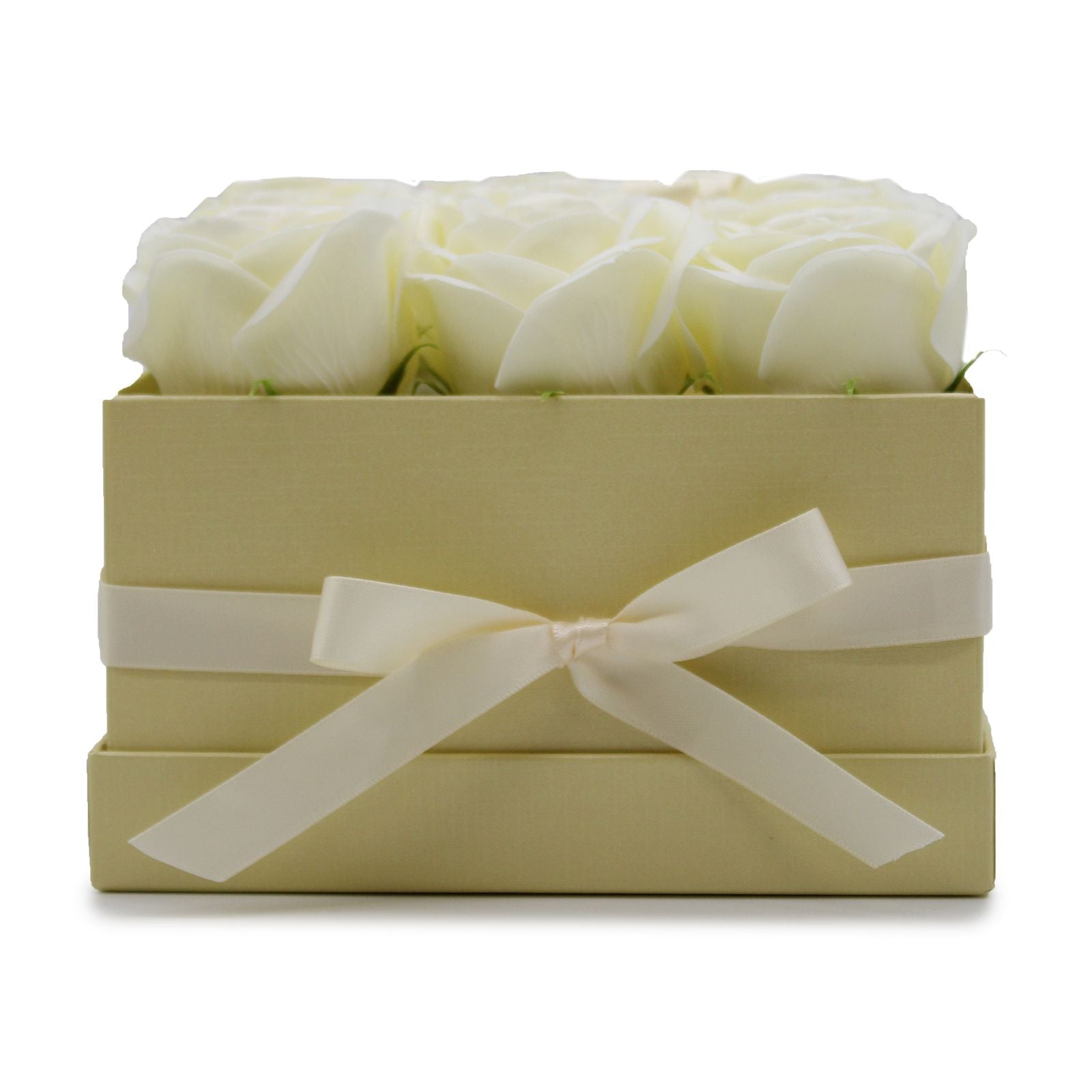 Caja de Regalo - Flor de Jabón  9 Rosas Crema - cuadrado