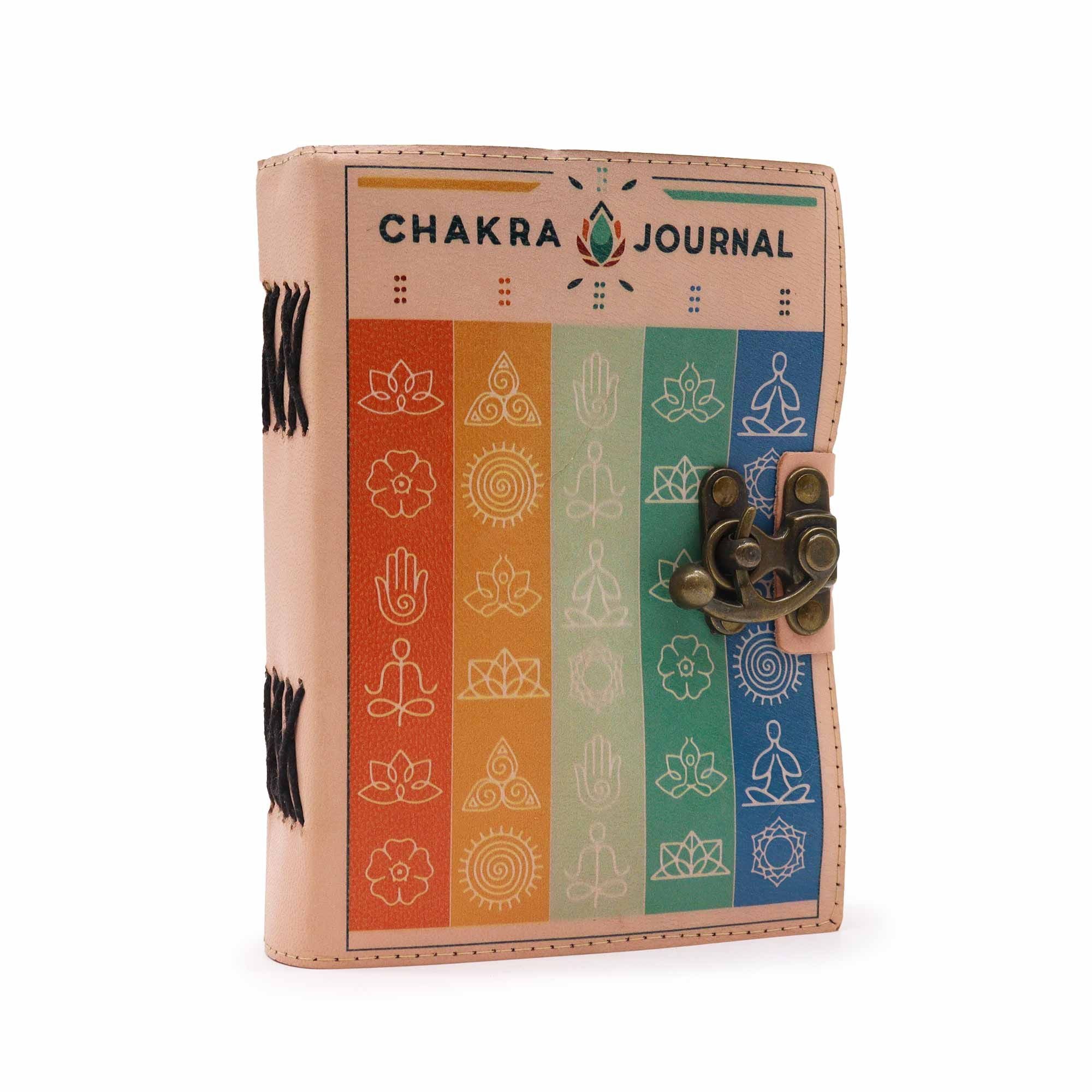 Caderno em Pele - 7 Chakras - 12,5x17,5cm