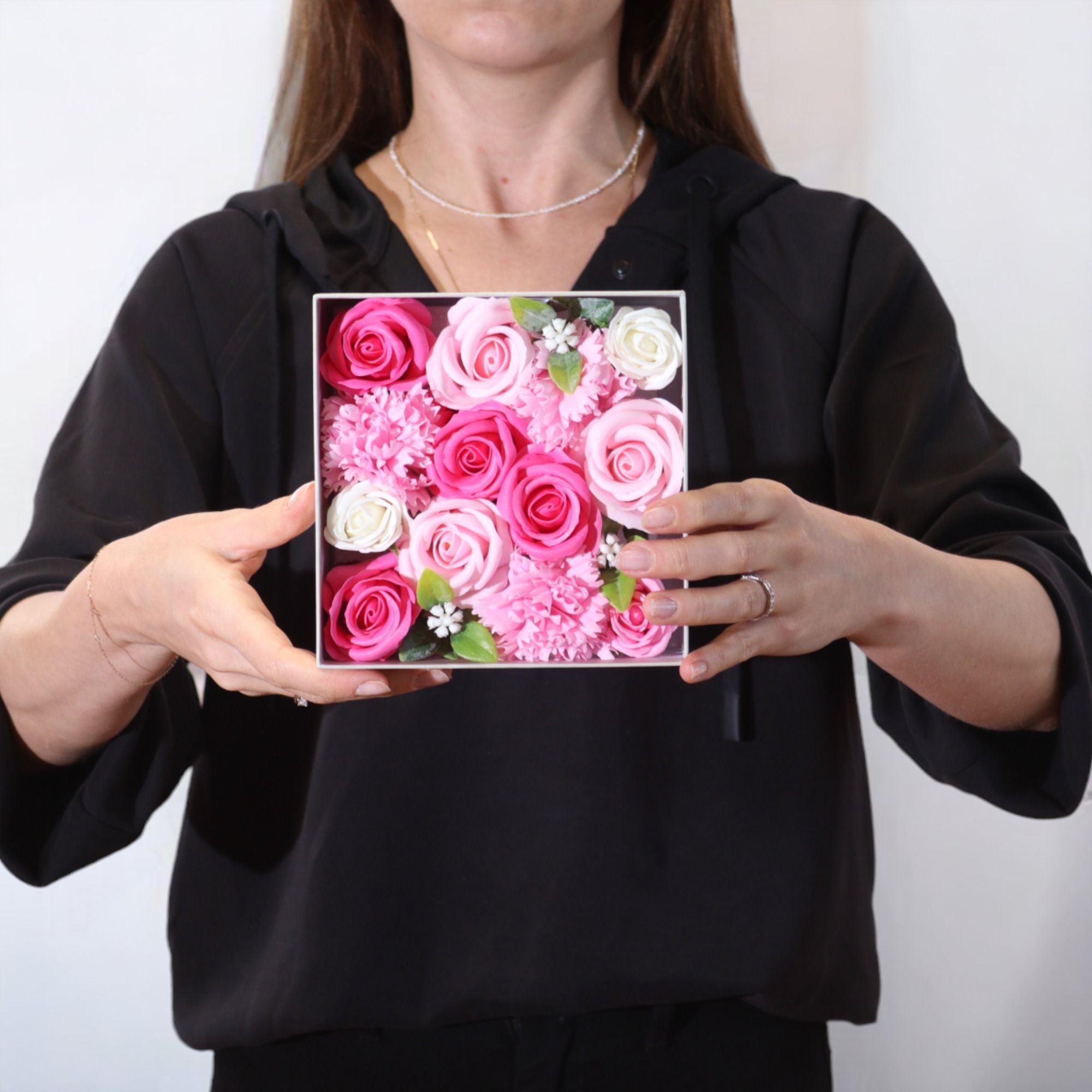 Caixa Quadrada - Bênçãos do Bebé - Rosas