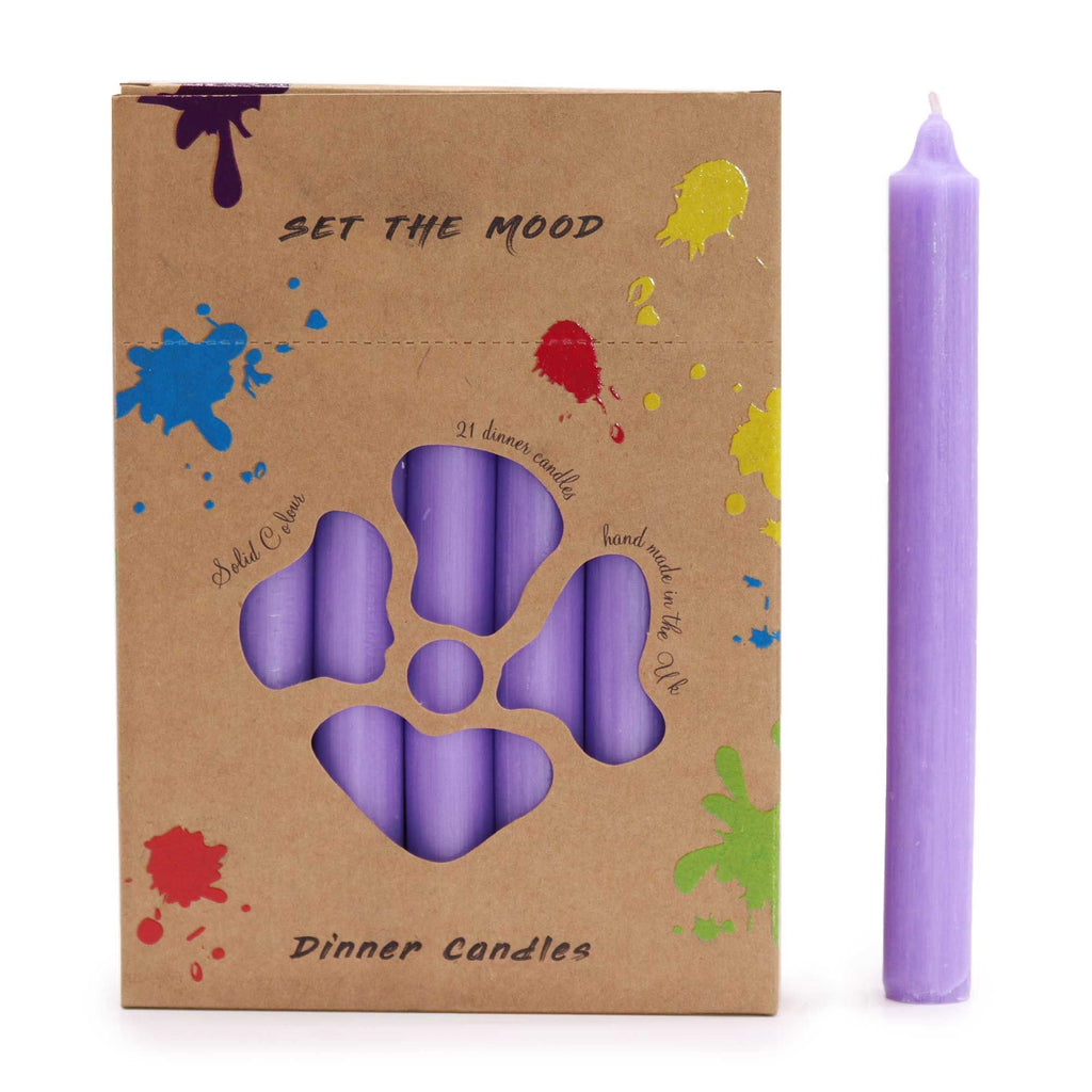 Conjunto de velas de mesa em cores sólidas - Embalagem de 21 - Lilás rústico