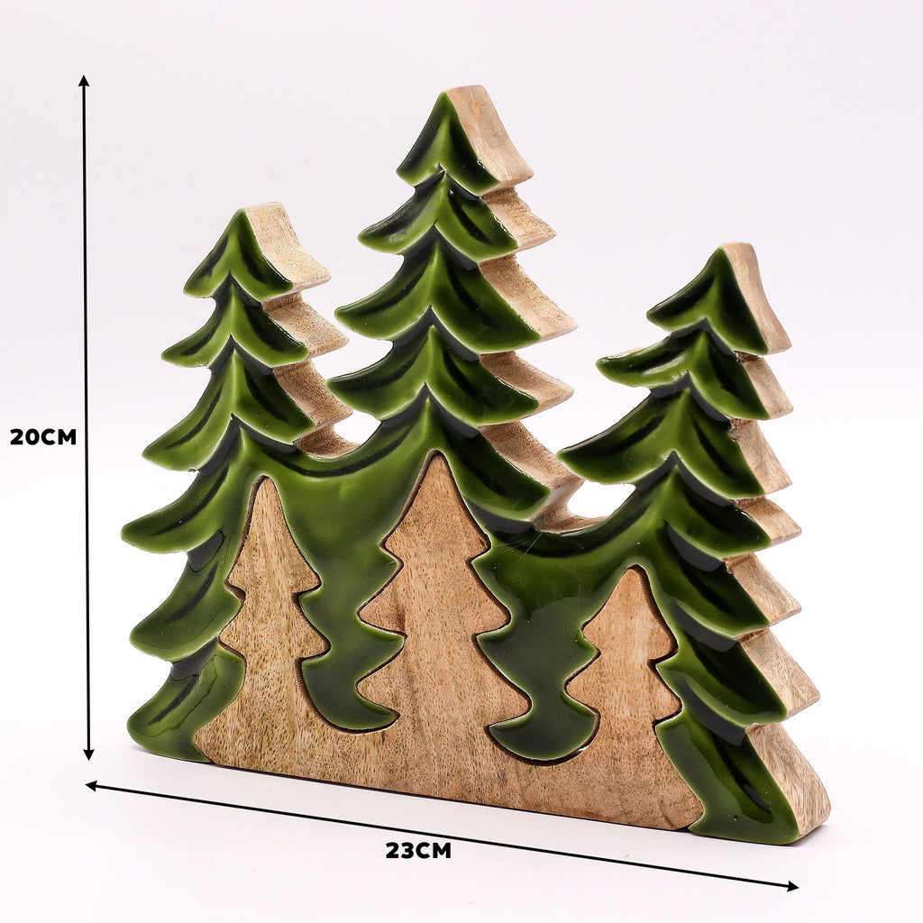 Perdido en el bosque - Decoración de madera 3D de tres árboles - 20x23 cm