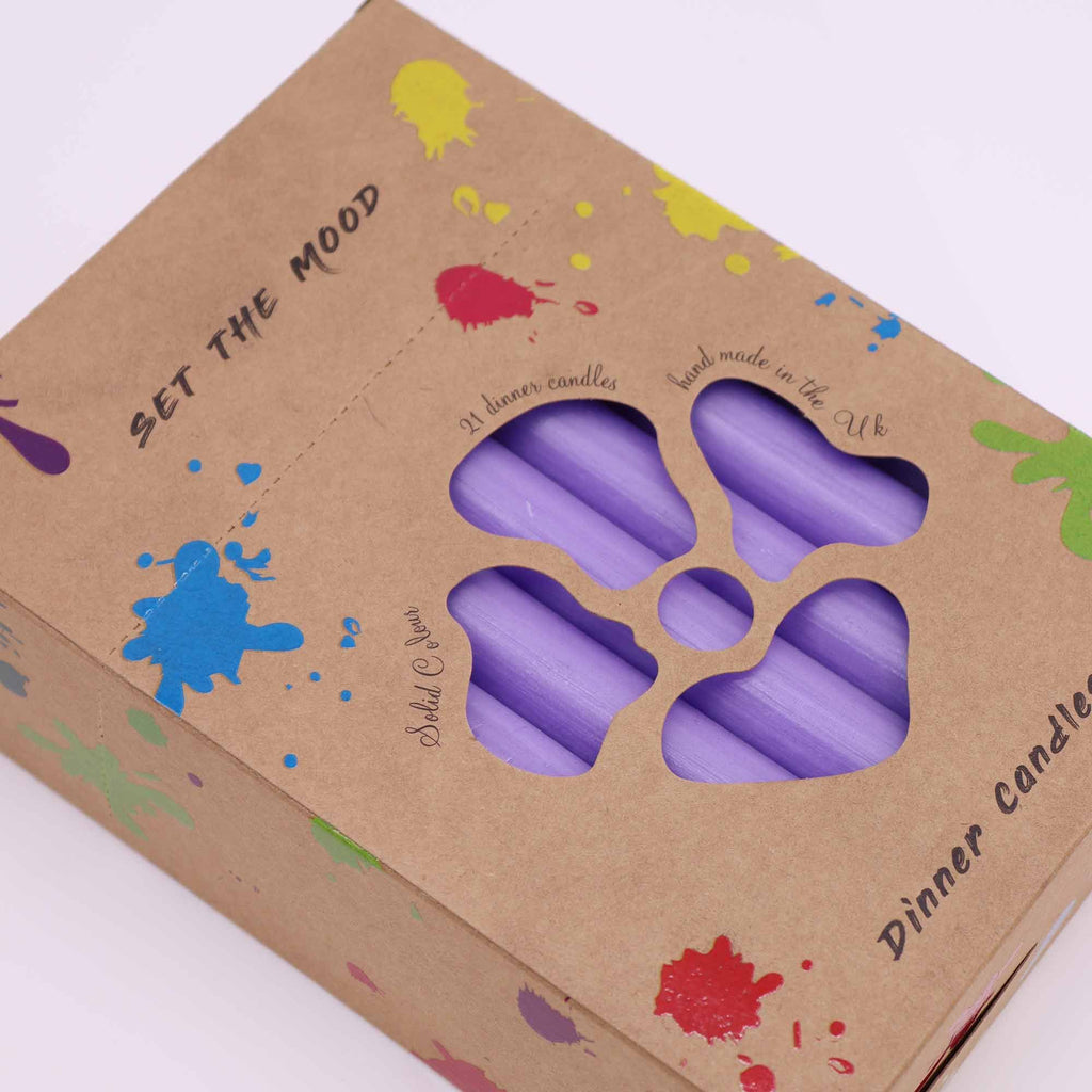 Conjunto de velas de mesa em cores sólidas - Embalagem de 21 - Lilás rústico