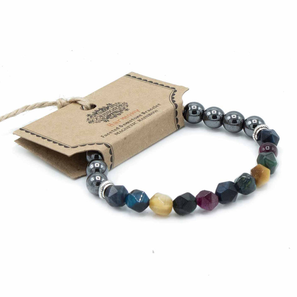 Pulsera de Piedra Preciosa Tallada - Arcoiris Magnético