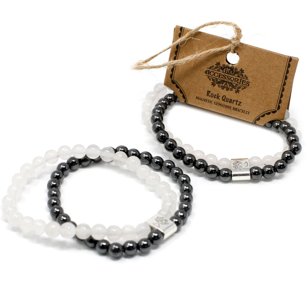 Pulseira Magnética de Pedras Preciosas - Quartzo Branco