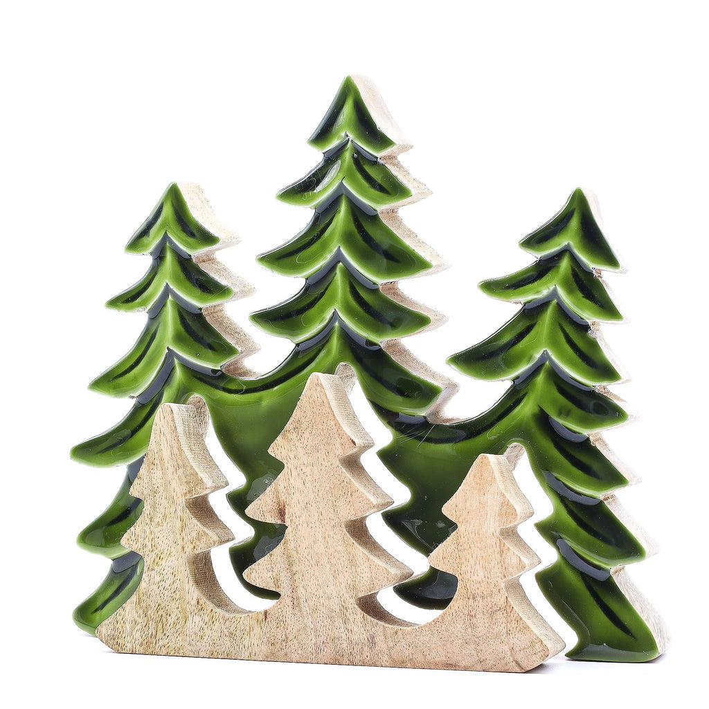 Perdido en el bosque - Decoración de madera 3D de tres árboles - 20x23 cm