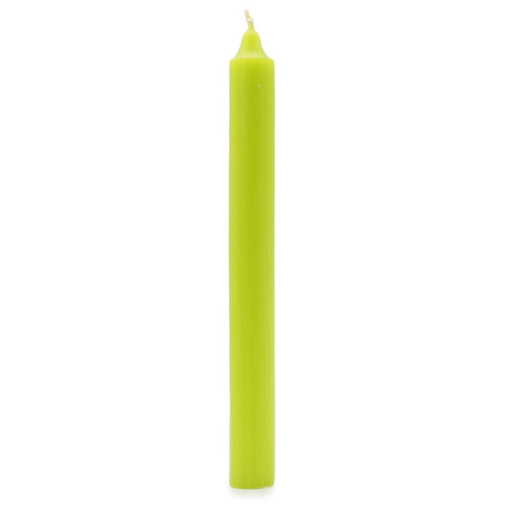 Velas a granel de cor sólida - Verde-limão rústico - Embalagem de 10
