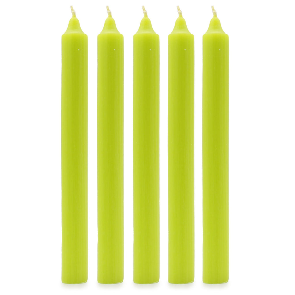 Velas a granel de cor sólida - Verde-limão rústico - Embalagem de 10