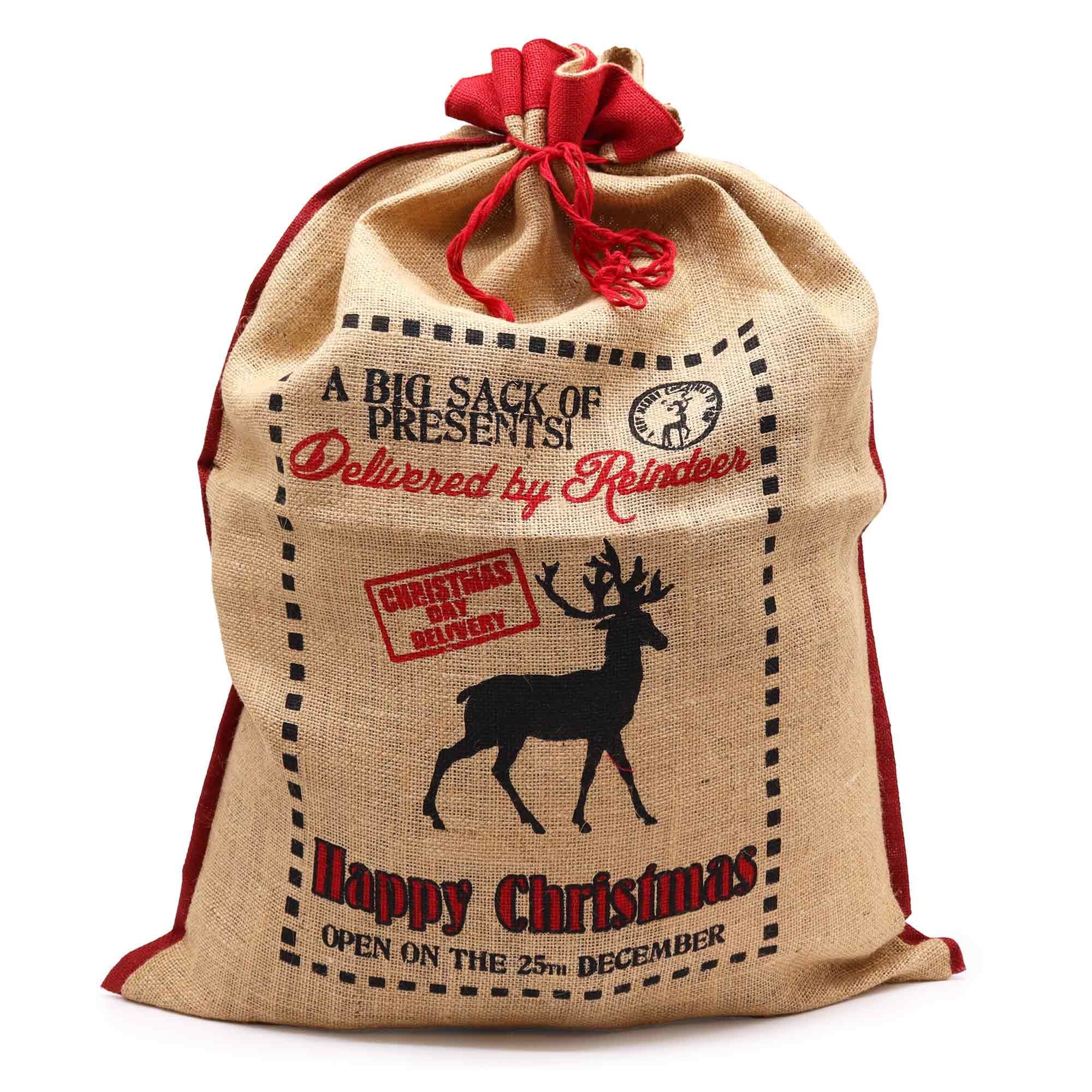 Saco de yute santa - Deliveried By Reindeer