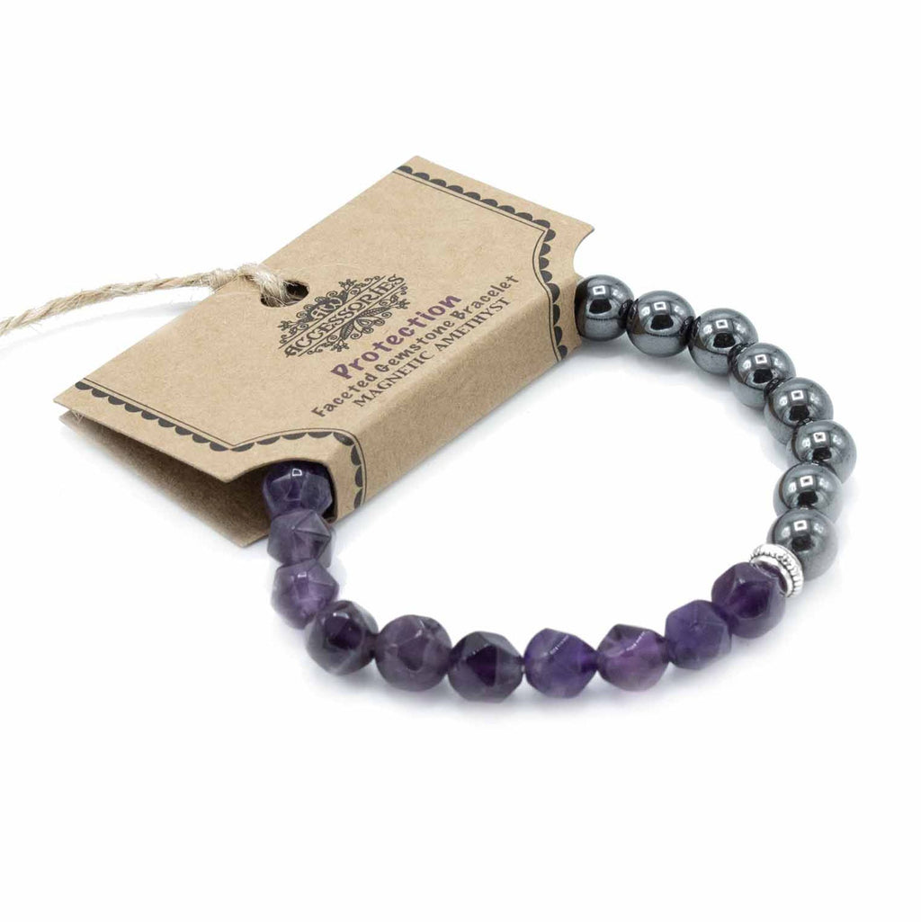 Pulsera de Piedra Preciosa Tallada - Amatista Magnética
