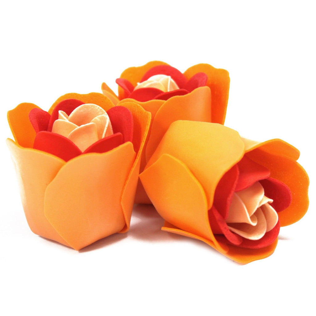 Conjunto de 3 caixas de coração com flores de sabão - rosas pêssego