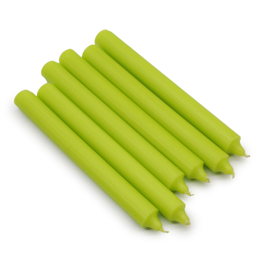 Velas a granel de cor sólida - Verde-limão rústico - Embalagem de 10