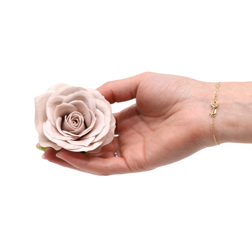 Flor de sabão artesanal - Rosa vintage grande - Bege