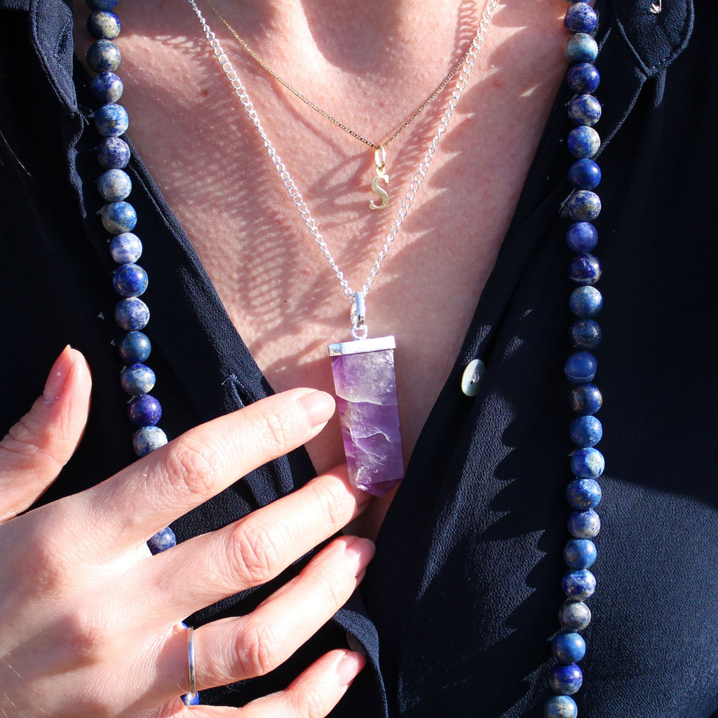 Colgante Plano de Piedras Preciosas - Cuarzo Rosa