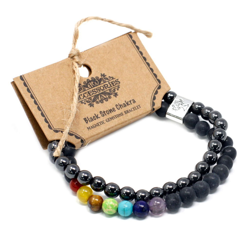 Pulseira Magnética de Pedras Preciosas - Pedra Negra Chakra