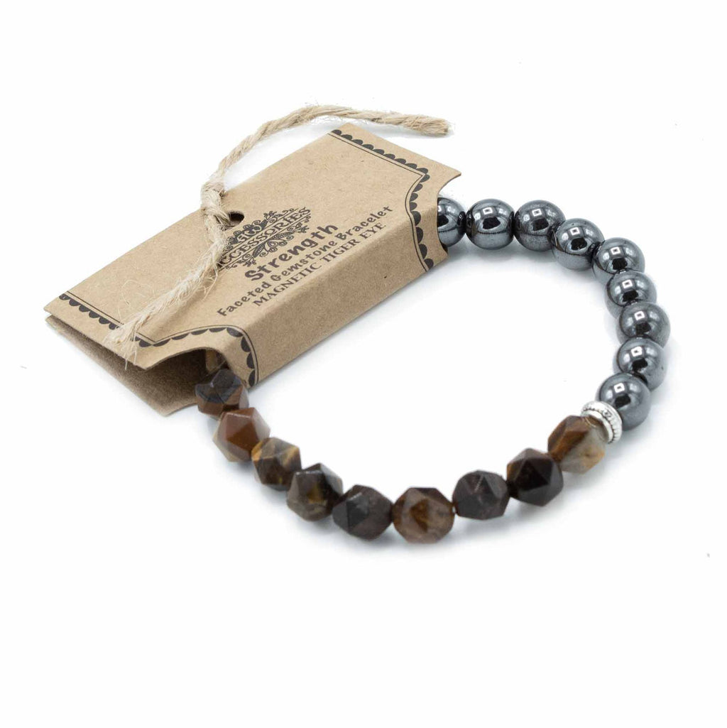 Pulsera de Piedra Preciosa Tallada - Ojo de Tigre Magnético
