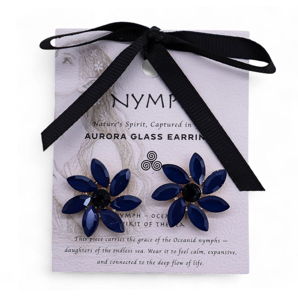 Azul Real - Vidro Vintage - Flores - Brincos