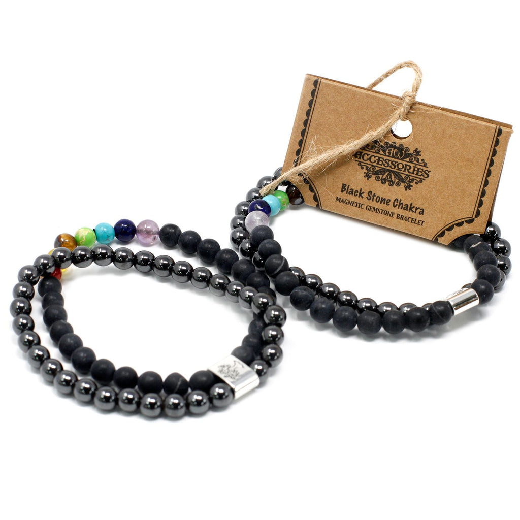 Pulseira Magnética de Pedras Preciosas - Pedra Negra Chakra