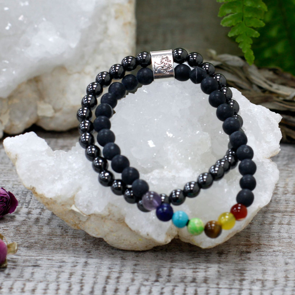 Pulseira Magnética de Pedras Preciosas - Pedra Negra Chakra