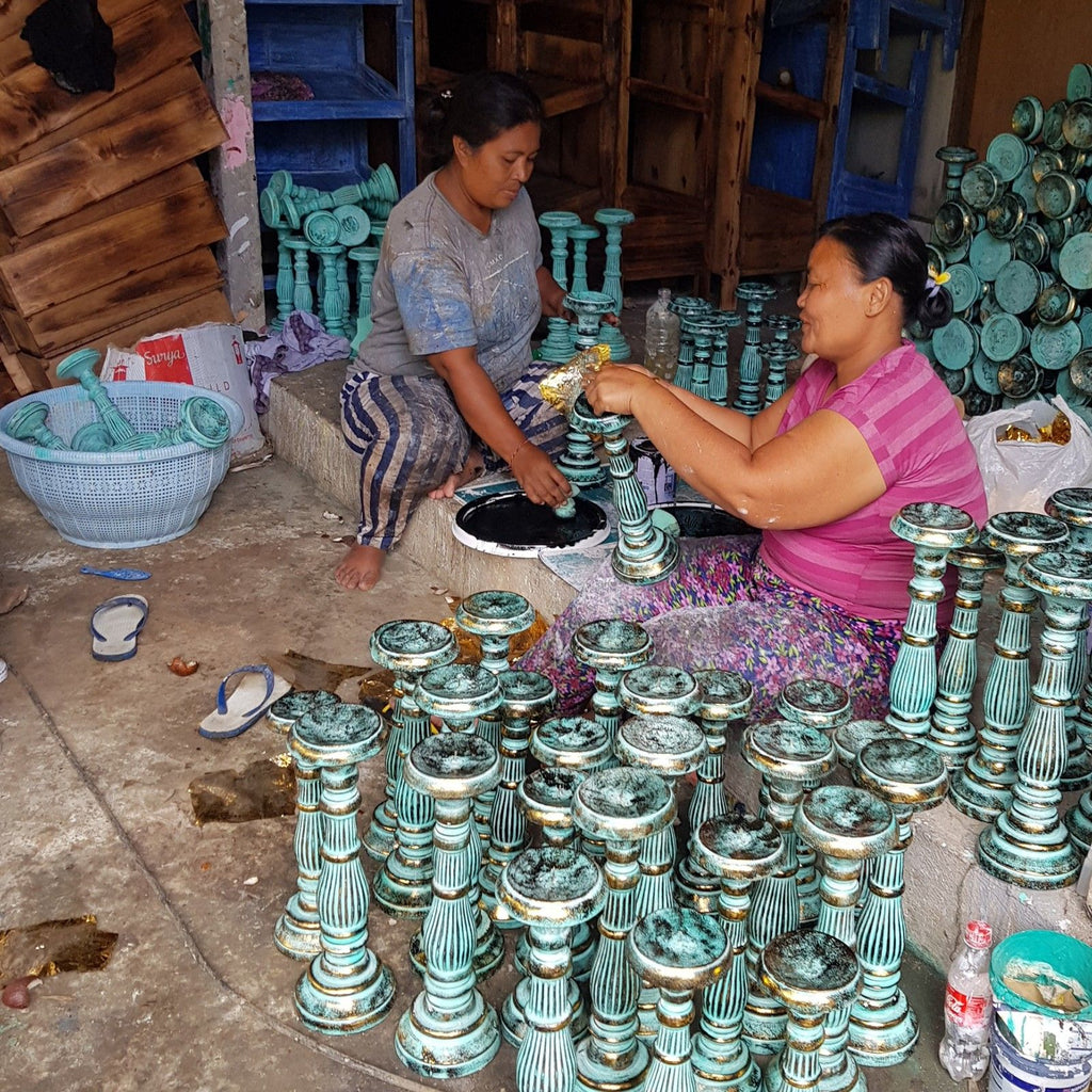 Castiçal Grande - Turquesa Dourado