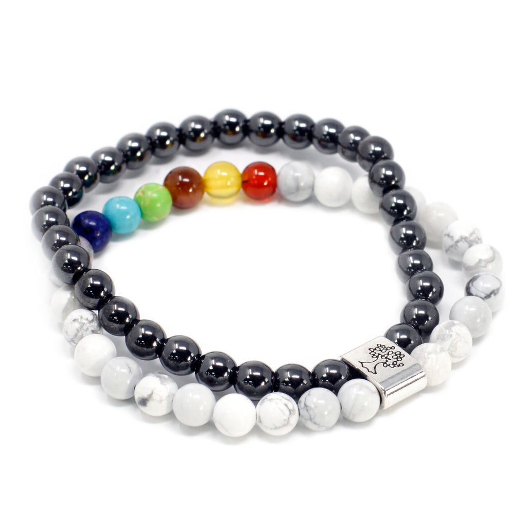 Pulseira Magnética de Pedras Preciosas - Howlita Branca Chakra
