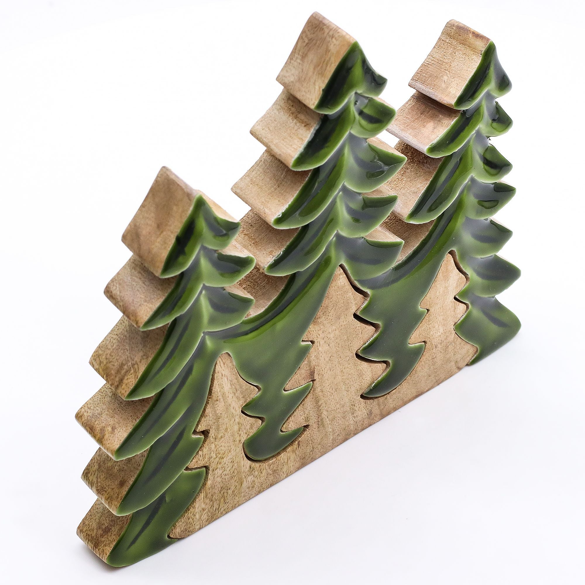 Perdido en el bosque - Decoración de madera 3D de tres árboles - 20x23 cm